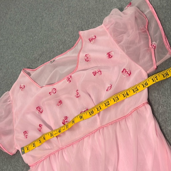 Vintage Fairy Night Gown Maxi Dress Coquette Pink Cottagecore Barbie Princess - Picture 3 of 11